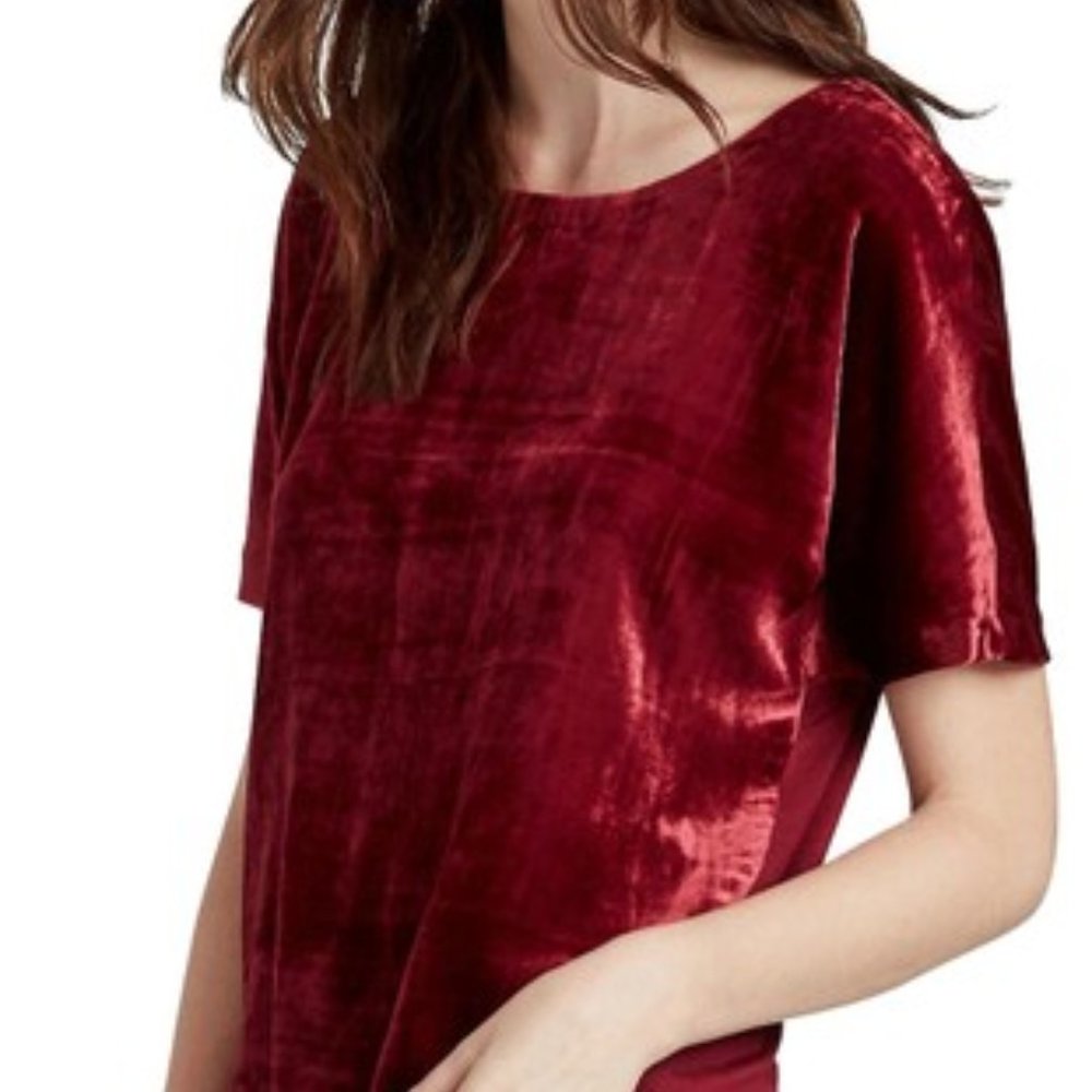 Penelope Rose Red Crushed Velvet Blouse EUC sz L